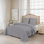 Alpes blanc - couvre lit matelass uni gris 230x250 cm