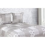 Alpes blanc - couvre lit microfibre matelass faon patchwork grey 230x250cm