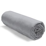 Alpes blanc - drap housse gris souris 120x190 coton 57 fils - fabrication fran�aise ? bonnet 30 cm ? ...