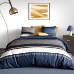 Alpes blanc - housse de couette 260x240 cm kalypso 100% coton 57 fils - parure de lit lignes graphiques ...