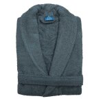 Alpes blanc - peignoir de bain mixte � col ch�le 100% coton 450 g ? anthracite taille s - doux et absorbant ...