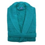 Alpes blanc - peignoir de bain mixte � col ch�le 100% coton 450 g ? bleu canard taille s - doux et absorbant ...