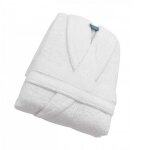 Alpes blanc - peignoir de bain mixte � col ch�le 70% coton et 30% bambou 450 g - doux absorbant hypoallerg�niq ...
