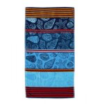 Alpes blanc - serviette de plage coquillages bleue & rouge 90x170 cm 100% coton