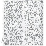 Alphabet argent autocollant paillet - 177 pices