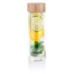 Gourde en verre - alpina - 450 ml - bouchon en bambou - design moderne - l�ger et maniable