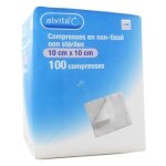 Alvita compresse non - tisse non strile 10 x 10cm 100 units