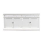 Amaretta buffet ancien vieux blanc patin� avec 4 portes et 4 tiroirs largeur 186 cm hauteur 86 cm.