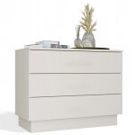 Amber - commode 3 tiroirs 85x66x40 pour chambre et salon - beige