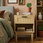 Ambiance lot de 2 tables de chevet en rotin - 40x30x55 cm - 1 tiroir et niche - table dappoint scandinave ...