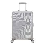 American tourister soundbox alu spinner 68 - valise aluminium 68 cm 4 roulettes 360� tsa 73 l (gris clair) ...