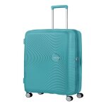American tourister valise turquoise pour femme et homme - soundbox spinner 77 / 28 tsa exp trolley turquoise ...