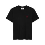 Ami paris - t - shirt ami de coeur en coton biologique noir