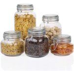 Amisglass bo�tes � p�tes bocal en verre rangement cuisine 5 pots de conservation alimentaire pour �pice ...