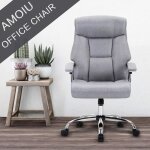 Amoiu fauteuil de bureau - chaise de bureau en lin - ergonomique de dossier largi - avec soutien tete ...