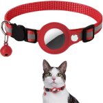 Amorus collier chat etui en cuir pu collier pour animaux de compagnie rflchissant gps tracker housse ...