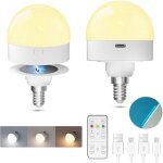 Ampoule batterie rechargeable e14 led rechargeable usb - c avec telecommande 3 temp�ratures de couleur ...