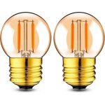 Ampoule led � filament - levys - e27 - g40 - 1 w - blanc chaud - 2200 k - 100 lumens - lot de 2