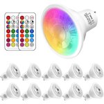 Ampoules led gu10 couleur 6w �quivalent 50w 500lm blanc chaud 2700k rgbw dimmable t�l�commande lampes ...