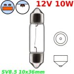 Ampoule navette 12v 10w sv8. 5 10 x 36 mm feu arriere stop clignotant plaque dimmatriculation plafond ...