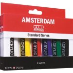 Peinture acrylique - amsterdam - standard set 6 tubes 20 ml - multicouleur - bleu - finition mat