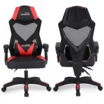 Amstrad ams - 309 - bk fauteuil / chaise / sige de bureau ou gamer noir & rouge - coussin lombaire - ...