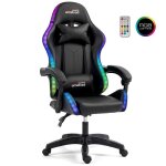 Amstrad ams - led - darkside fauteuil / chaise de bureau gamer noir avec �clairage led 366 effets - t�l�comman ...
