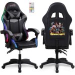 Amstrad ams - 900 - led - top1 - fauteuil gaming noir et gris - serigraphie try hard for top 1 - eclairage ...