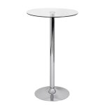 Amstyle table de bar rond verre de s�curit� couleur argent verre design