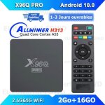 Android tv box x96q pro boitier iptv dual wifi bt - 2go + 16go - allwinner h313 6k boitier multimedia ...