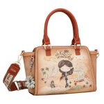 Sac � main - anekke - bowling short handle bag peace & love - camel / multicolore - synth�tique - bandouli�re ...