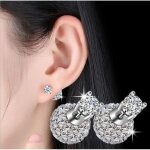 Anenjery �tincelant 925 boucles doreilles en argent sterling micro cubique zircon perles boule boucles ...