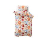Animaux du cirque - parure de lit coton enfant style animalier lit une place housse de couette 140x200 ...