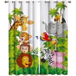 Animaux de la jungle dessin anim� girafe lion enfants rideaux salon chambre de la maison adapt� aux - ...