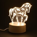 Animal nuit lumire 3d cheval illusion lampe usb aliment led signes dcoration pour chambre salon bureau ...