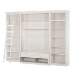 Anita - biblioth�que avec meuble tv bas a en pin laqu� blanc