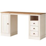 Anita - bureau avec 3 tiroirs et 1 porte en pin blanc / miel