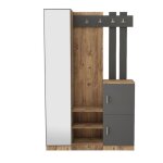 Anka - meuble dentrée design bois et gris miroir Anka - meuble dentrée design bois et gris miroir