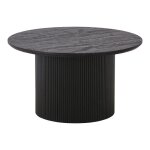 Ankara - table basse ronde 80cm pieds relief mdf effet bois fonc�