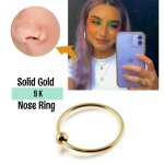 Anneau nez or 9k kody piercing boule 8 mm - cercle d?or �l�gant et lumi�re dor�e