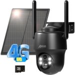 Anran 3g / 4g lte camra de surveillance extrieure + panneau solaire 2k camera batterie sans fil carte ...