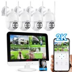 Kit camra de surveillance 10 nvr 4 camras 5mp 360 vidosurveillance audio bidirectionnel suivi automatique ...