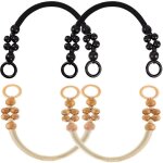 Poign�es de sac � main - non sp�cifi� - 4pcs - bois et plastique - noir et blanc cr�me - 47 cm