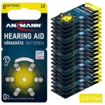 Ansmann piles auditives taille 10 / pr70 - 120 piles zinc - air pour aides auditives - jaune