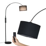 Antenlicht lampadaire incurv� avec t�l�commande intensit� r�glable ampoule incluse abat - jour noir