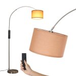 Antenlicht lampadaire incurv� avec t�l�commande intensit� r�glable ampoule incluse socle argent� + abat ...
