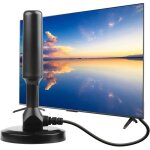 Antenne tv int�rieur puissanteantenne tv tnt hd avec dvb - t / dvb - t2 avec base magn�tique 3m de c�ble ...