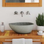 Anthracite vasque � poser(1 pcs? - zencore� lavabo en pierre de rivi�re ovale (37 - 46)x(29 - 36)cm top2549229 ...