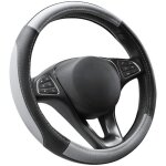 Antidérapant couvre volant respirant microfibre cuir couvre volant gris et noir diamètre m 37 - 38cm Antidérapant couvre volant respirant microfibre cuir couvre volant gris et noir diamètre m 37 - 38cm