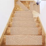Antid�rapant tapis escalier marche muet moquette escalier couvre marche escalier (10pcs feuilles beiges) ...